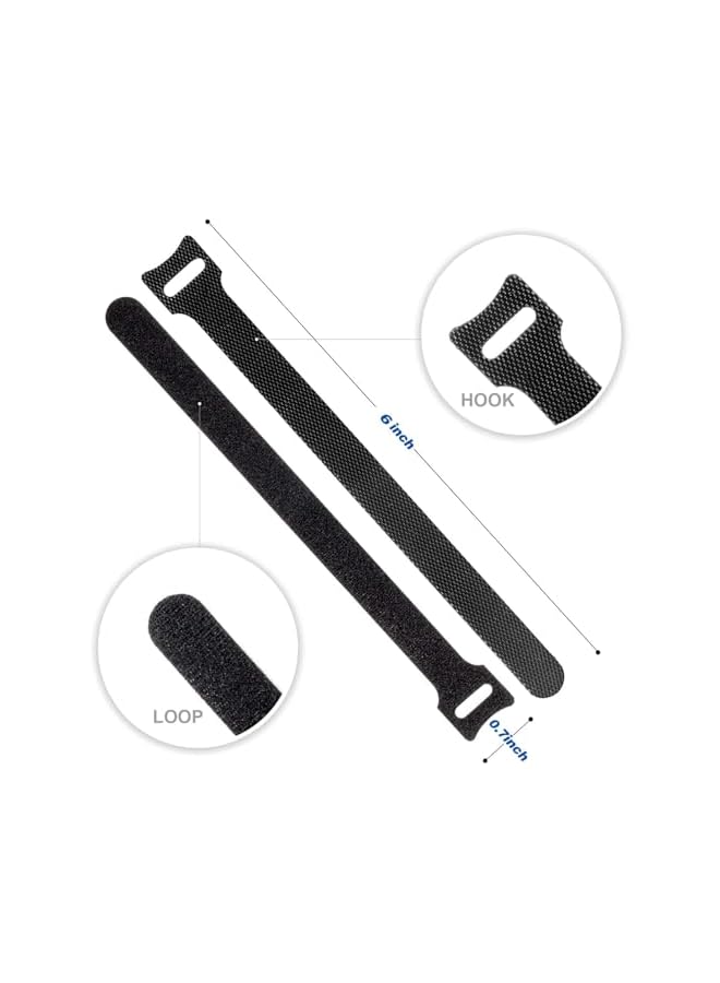 promass 80PCS Reusable Cable Ties, Black Adjustable 6-Inch Cord Organizer Ties, Multi-purpose Hook Loop Cable Management Wire Ties for Organizing Home, Office, Data Centers - Image 3