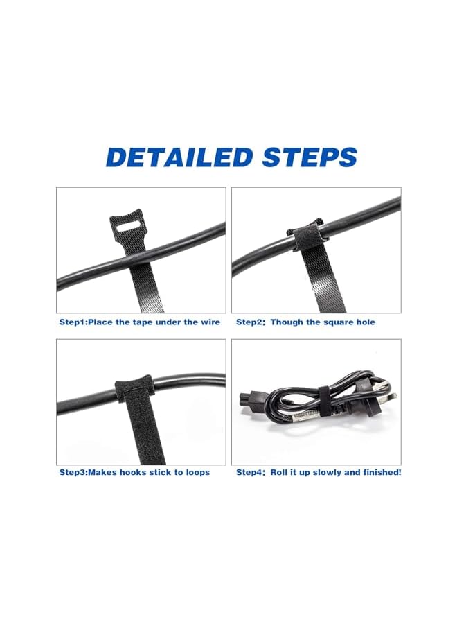 promass 80PCS Reusable Cable Ties, Black Adjustable 6-Inch Cord Organizer Ties, Multi-purpose Hook Loop Cable Management Wire Ties for Organizing Home, Office, Data Centers - Image 5