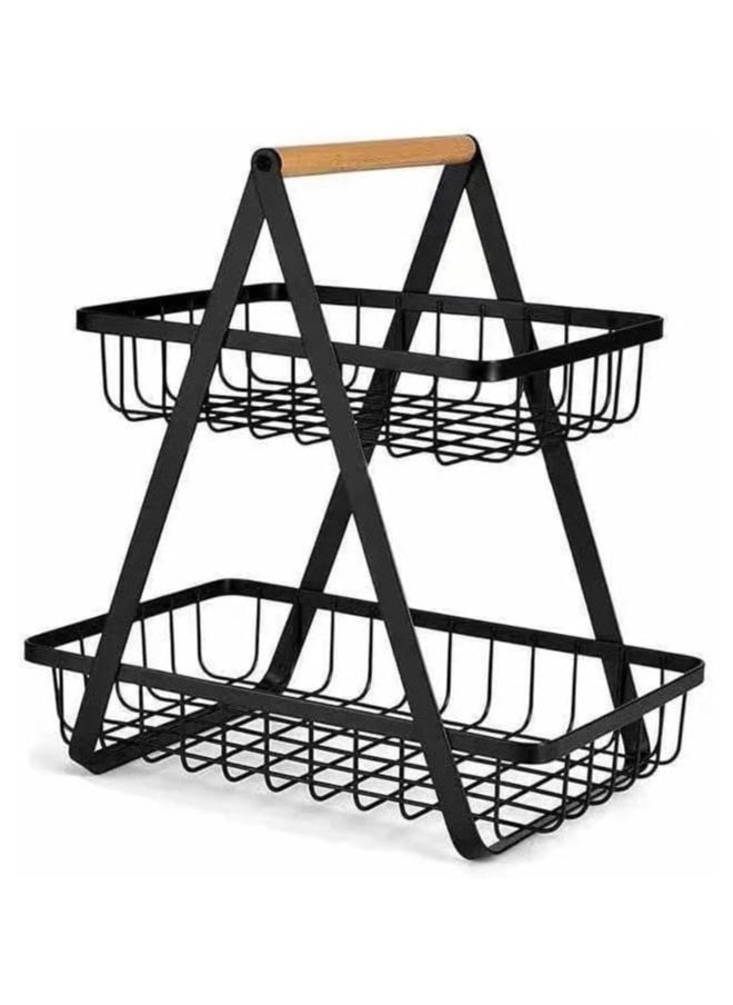 Tiba Taiba 2-Tier Fruit Basket, Fruit Holder, Large Fruit Basket, Removable Fruit Holder, Metal Wire Storage Basket for Kitchen/Vegetable Rack, Fruit for Bread, Vegetables, Snacks (2-Tier)  - Image 5