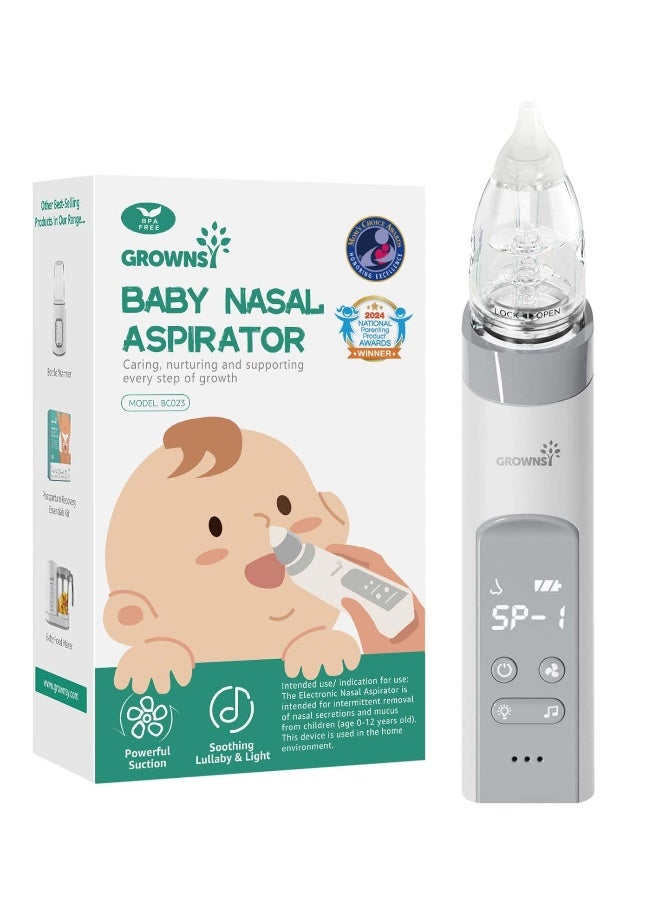 GROWNSY شفاط أنف كهربائي للأطفال، جهاز شفط أنف كهربائي للأطفال مع غرفة شفط أكبر وشفط أقوى، منظف أنف تلقائي مع وظيفة موسيقية وإضاءة مهدئة - Image 1