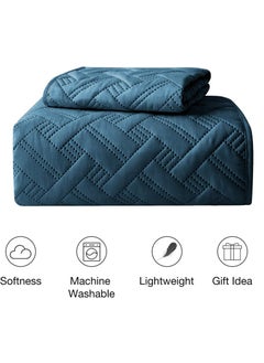 VAS COLLECTIONS VAS COLLECTIONS 100 Cotton Luxury Ultrasonic Embossed Solid Lightweight Microfiber Basket Pattern BedspreadsQuilted Bed Cover for All Season with 2 Pillow Case King Size 90x100 inches Teal  - Image 2