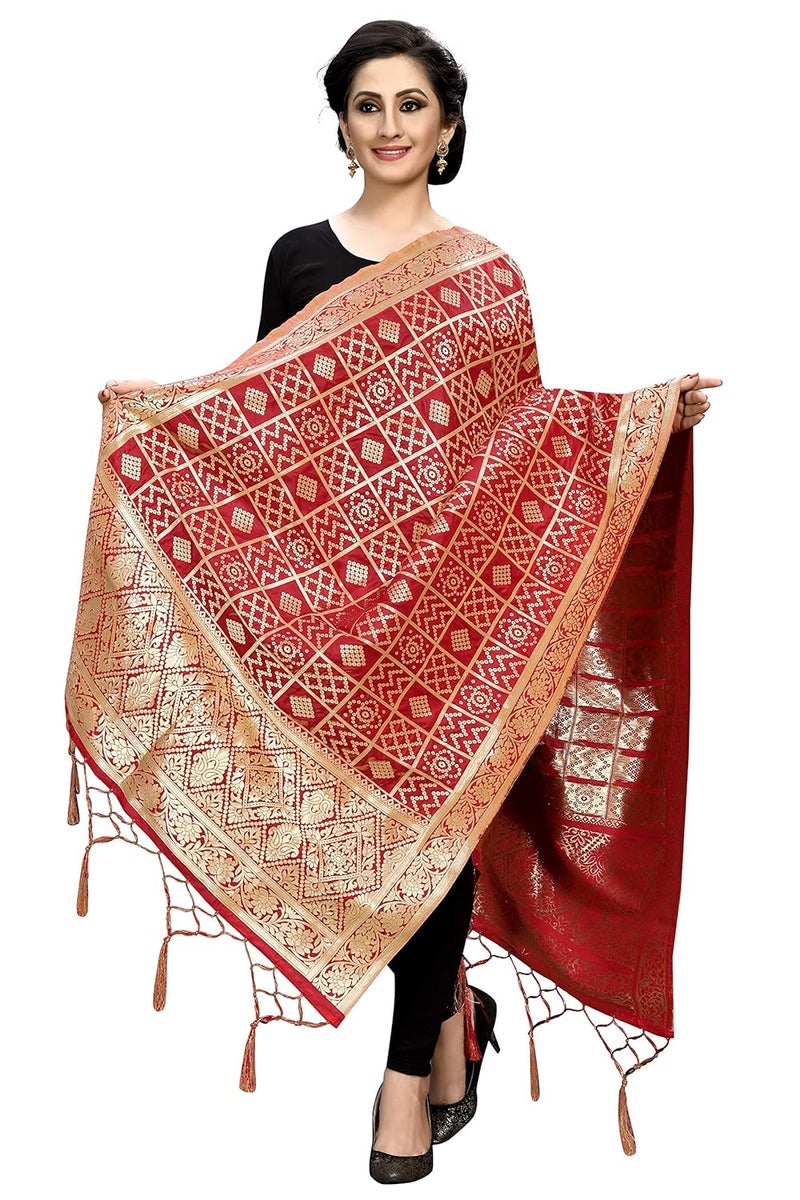 JENNY DESIGNER Women's Banarasi Bandhani Silk Woven Dupatta (2.30 Meter) - Image 2