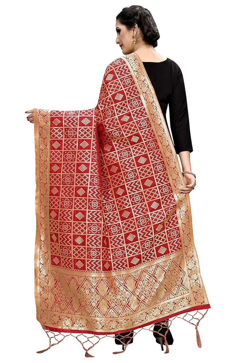 JENNY DESIGNER Women's Banarasi Bandhani Silk Woven Dupatta (2.30 Meter) - Image 3
