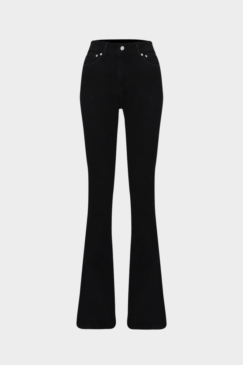Açelya Okcu AÇELYAOKCU High Waist Flare Leg Full Length Stretch Black Jean  - Image 1