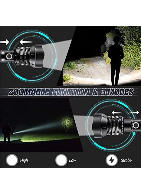NEURONMART Neuronmart Super Bright Rechargeable Led Flashlights Xhp502 Tactical Flashlight Zoomable Ipx5 Waterproof Aluminum 1600 Lumen  - Image 2