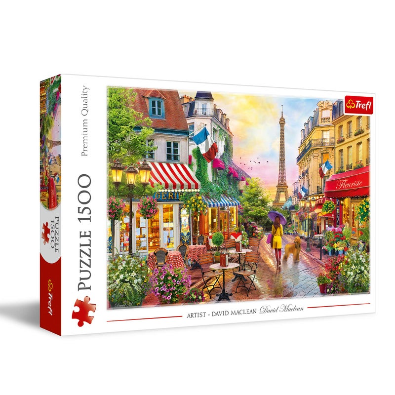 Trefl Charming Paris 1500 Piece Jigsaw Puzzle Red 33"x 23" Print, DIY Puzzle, Creative Fun, Classic Jigsaw for Adults and Children from 14 Years Old - Image 1