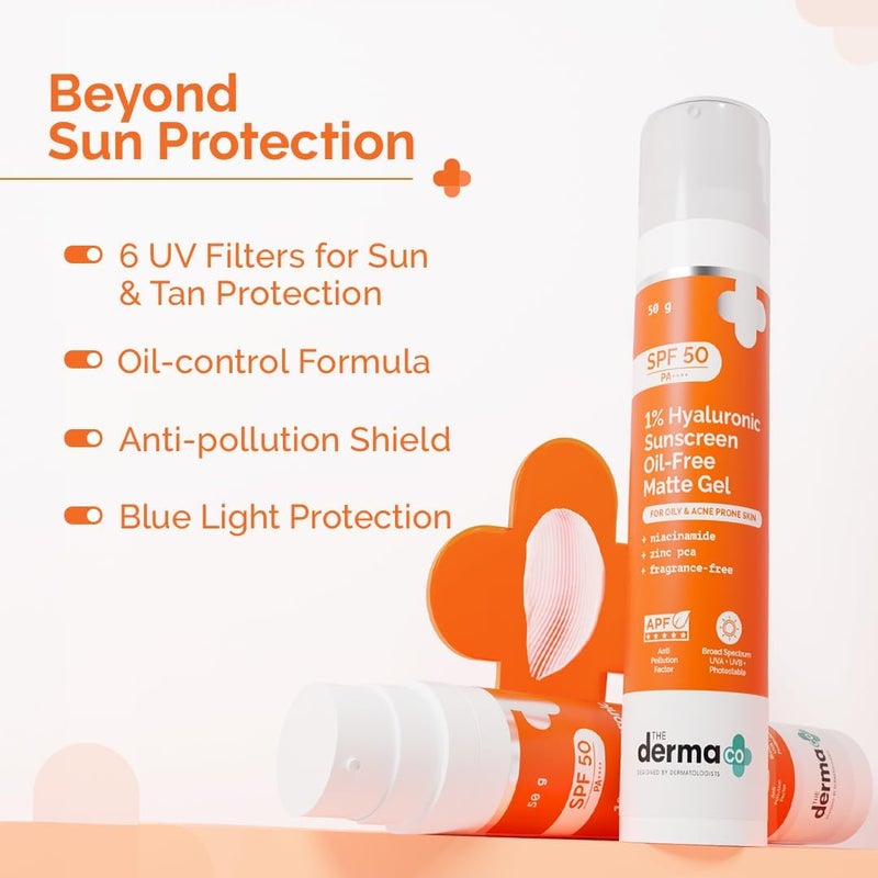 ذا ديرما كو جل ديرما كو الواقي من الشمس بحمض الهيالورونيك 1% SPF50 خالي من الزيوت 50 جرام - Image 3