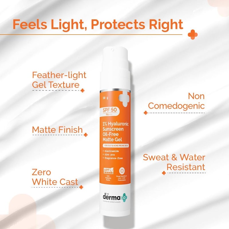 ذا ديرما كو جل ديرما كو الواقي من الشمس بحمض الهيالورونيك 1% SPF50 خالي من الزيوت 50 جرام - Image 5