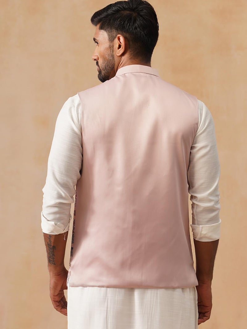 jompers Floral Embroidered Silk Blend Nehru Jacket - Image 3