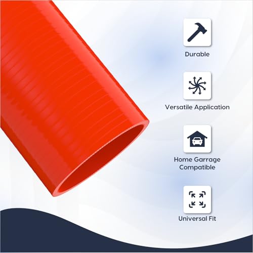 Endure 3" ID Straight Silicone Coupler Hose (76mm) High Temp 4-Ply Reinforced Length(152mm) Thickness(5mm), Intake Piping, Couplers for High Performance Vehicles, Automotive Silicone Hose - Red - Image 3