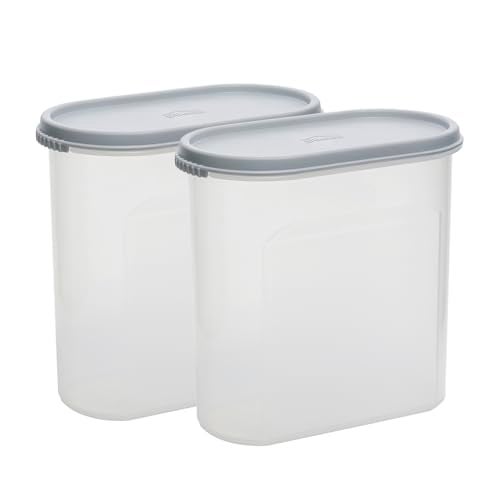 Gluman Modular Plastic Storage Containers with Lid | Airtight | BPA-Free | Set of 2 | 1.2 L (Grey) - Image 1