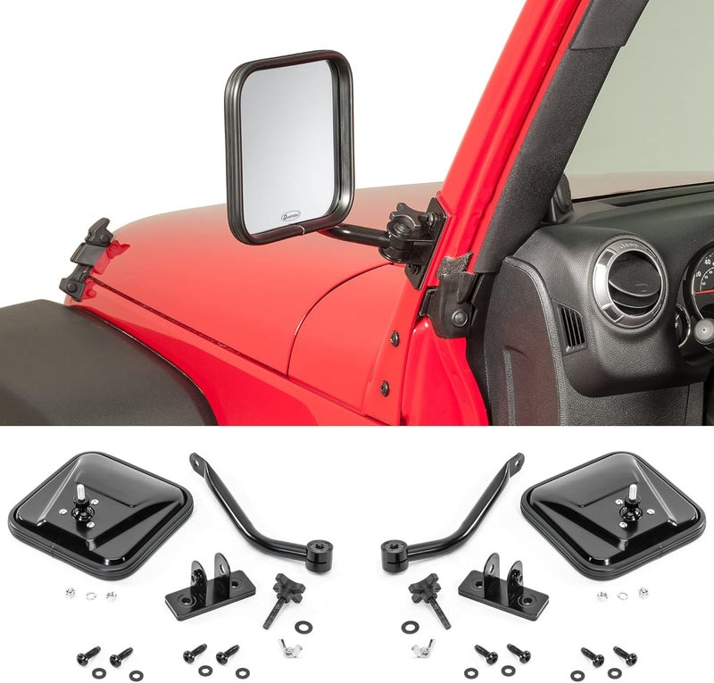 Quadratec Quick Release Mirrors with Square Head - Pair of 2 for Jeep Wrangler TJ & JK (1997-2018) - Image 1