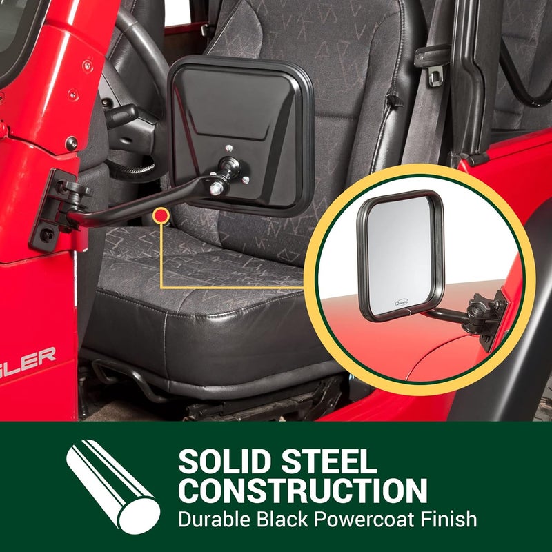 Quadratec Quick Release Mirrors with Square Head - Pair of 2 for Jeep Wrangler TJ & JK (1997-2018) - Image 2