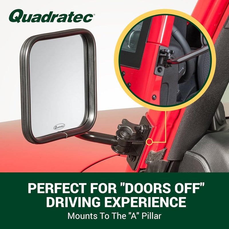 Quadratec Quick Release Mirrors with Square Head - Pair of 2 for Jeep Wrangler TJ & JK (1997-2018) - Image 3