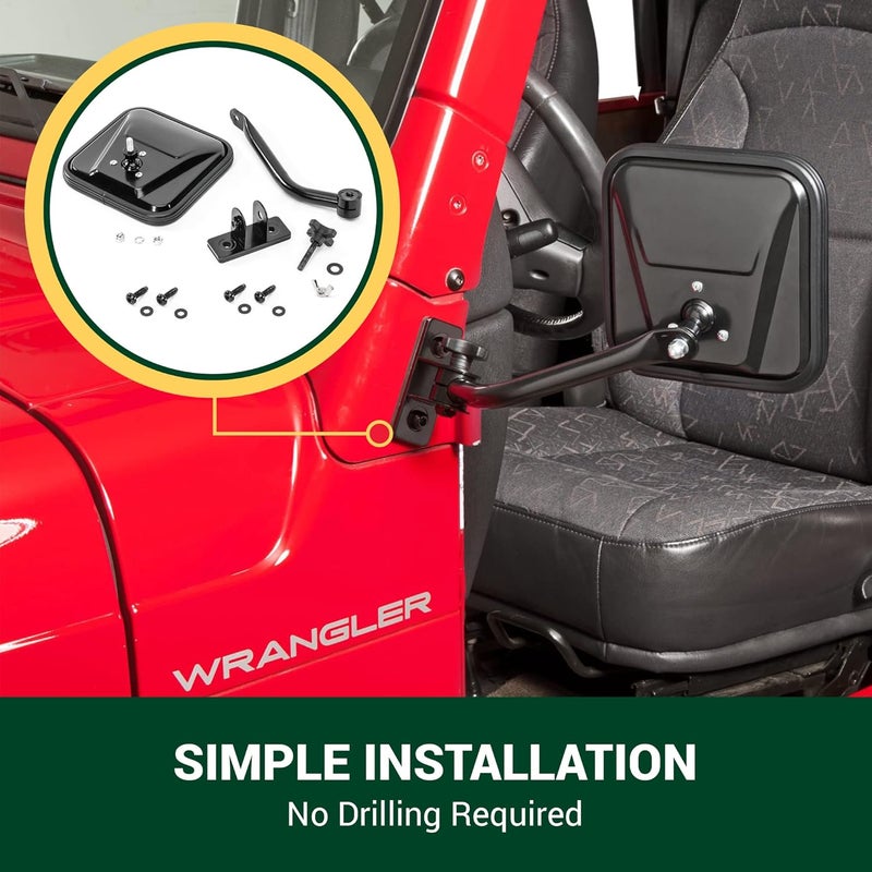 Quadratec Quick Release Mirrors with Square Head - Pair of 2 for Jeep Wrangler TJ & JK (1997-2018) - Image 4