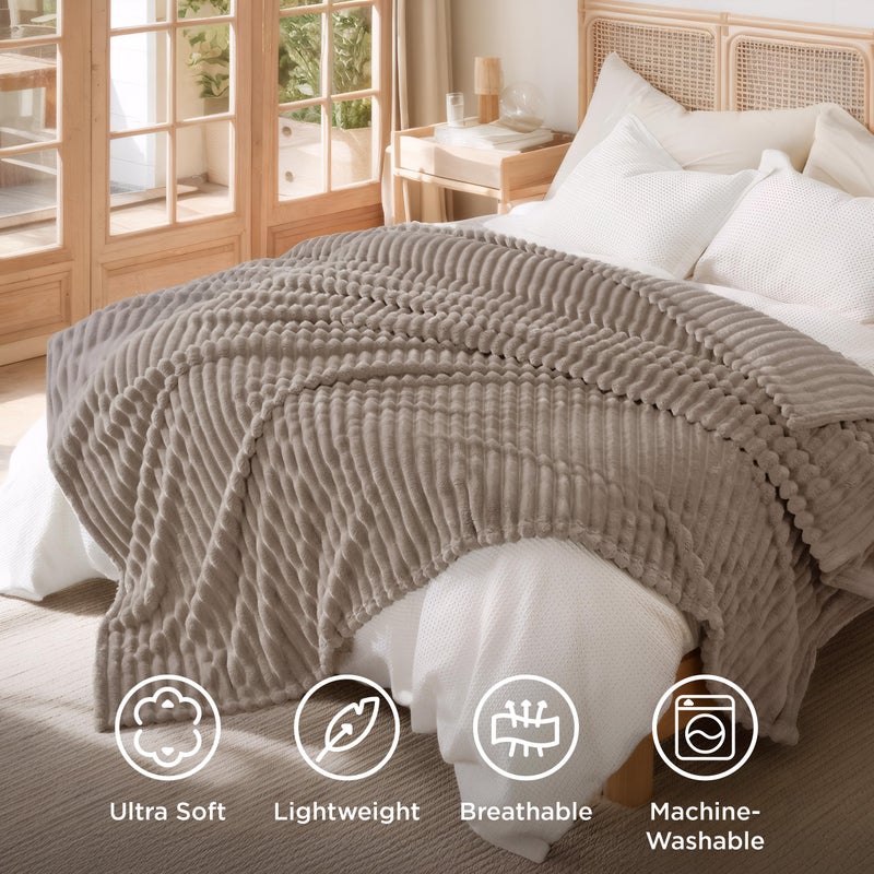 Bedsure GentleSoft Light Brown Fleece Blanket for Couch - Cozy Soft Blankets for Women, Cute Small Throws for Girls, 108x90 Inches - Image 5