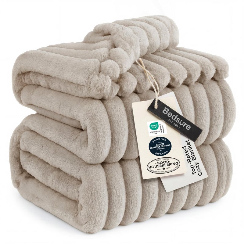 Bedsure GentleSoft Light Brown Fleece Blanket for Couch - Cozy Soft Blankets for Women, Cute Small Throws for Girls, 108x90 Inches - Image 1