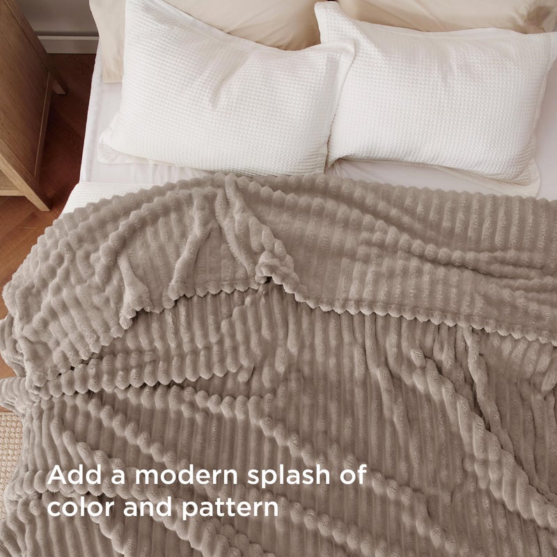 Bedsure GentleSoft Light Brown Fleece Blanket for Couch - Cozy Soft Blankets for Women, Cute Small Throws for Girls, 108x90 Inches - Image 3