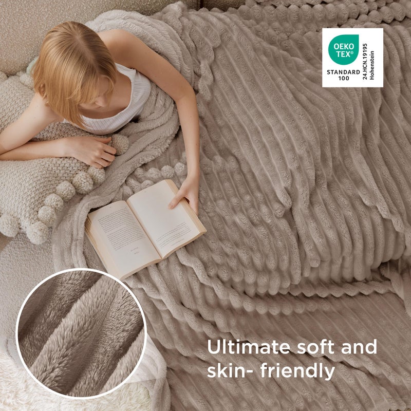 Bedsure GentleSoft Light Brown Fleece Blanket for Couch - Cozy Soft Blankets for Women, Cute Small Throws for Girls, 108x90 Inches - Image 4