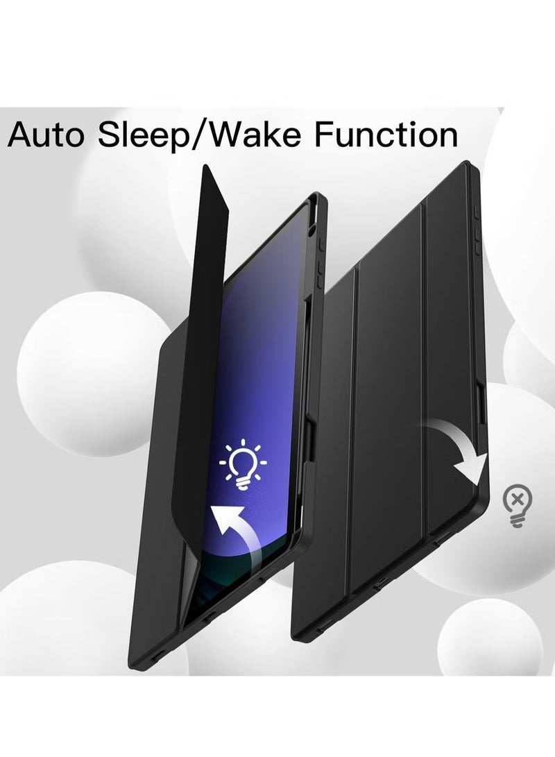 SmartGrist Samsung Galaxy Tab S10 Plus 12.4 Inch Case with S Pen Holder – Soft TPU Tri-Fold Stand Protective Cover, Auto Wake/Sleep, S Pen Charging Support, Black - Image 5