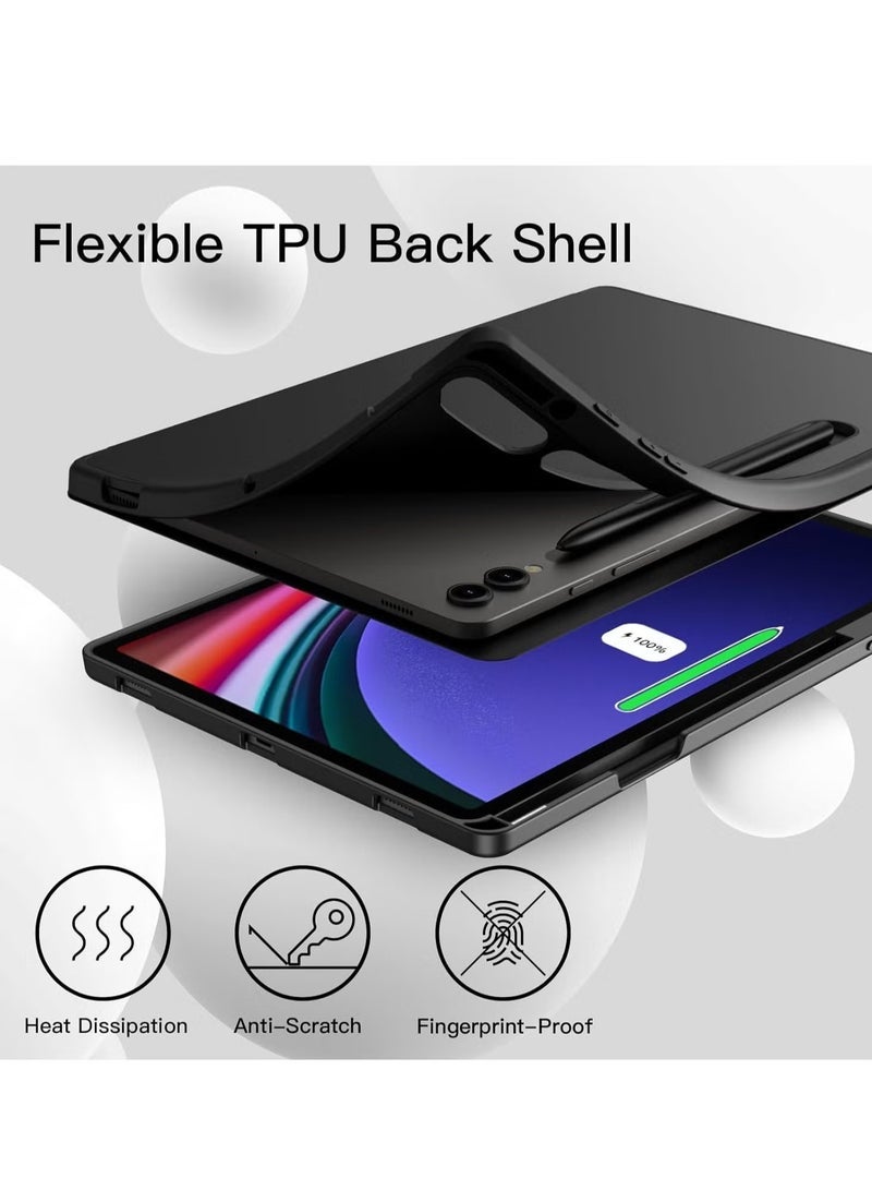 SmartGrist Samsung Galaxy Tab S10 Plus 12.4 Inch Case with S Pen Holder – Soft TPU Tri-Fold Stand Protective Cover, Auto Wake/Sleep, S Pen Charging Support, Black - Image 4