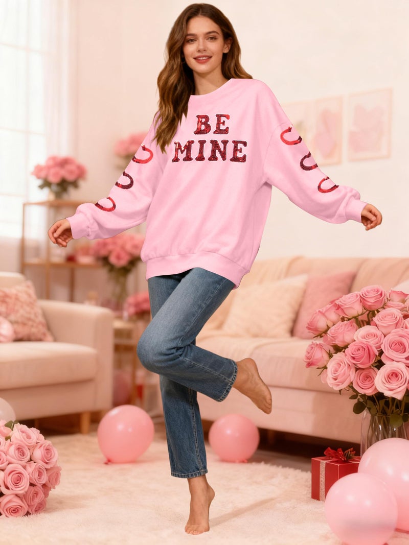MYHALF Valentines Love Heart Sweatshirts: Womens Valentine Sweatshirts Casual Lovely Graphic Long Sleeve Pullover Tops - Image 5