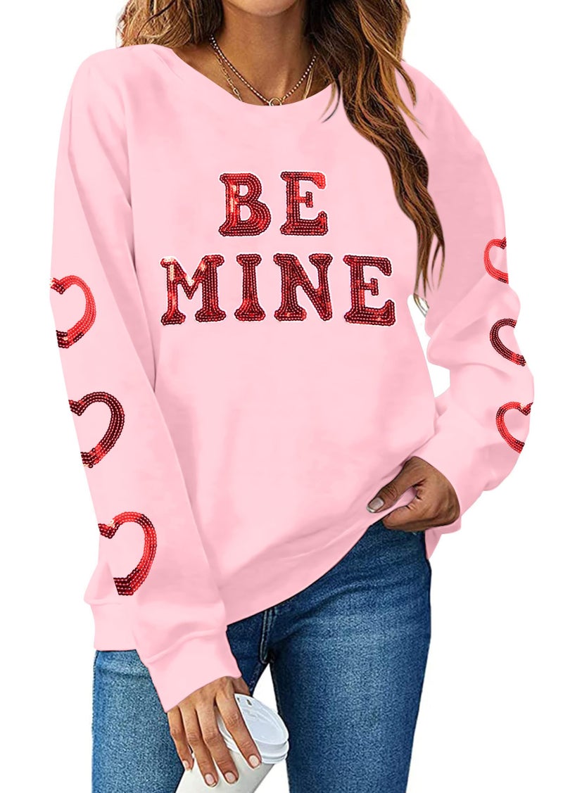 MYHALF Valentines Love Heart Sweatshirts: Womens Valentine Sweatshirts Casual Lovely Graphic Long Sleeve Pullover Tops - Image 2