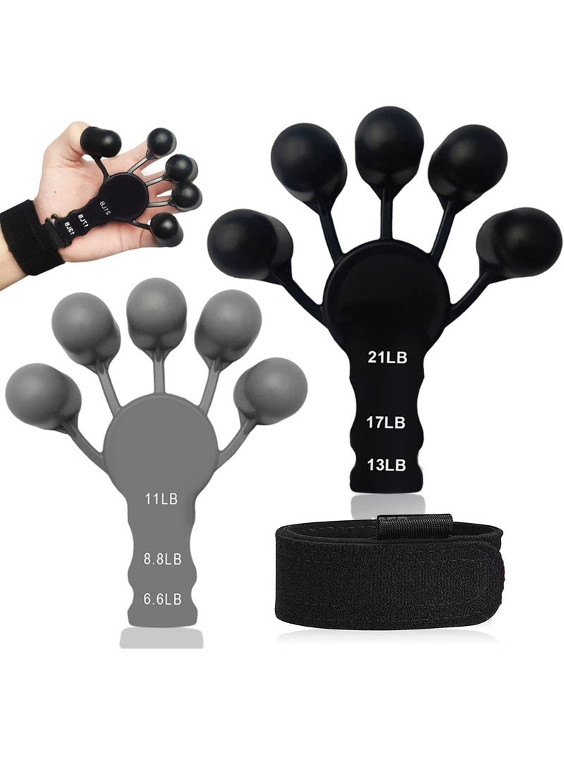 SYOSI مقوي قبضة اليد - جهاز تمرين الأصابع القابل للتعديل ومشد الأصابع - مدرب قوة القبضة لعلاج اليد وتسلق الصخور - تخفيف آلام متلازمة النفق الرسغي (قطعتان) - Image 1