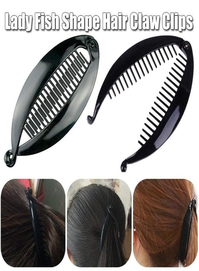 Evrysdi Women Hair Clips Hairpins Hair Claws Fish Clip Barrettes Hairpins Hair Accessories Fish Tail Ponytail Holder Banana Clips Black 3 PCS - Image 3