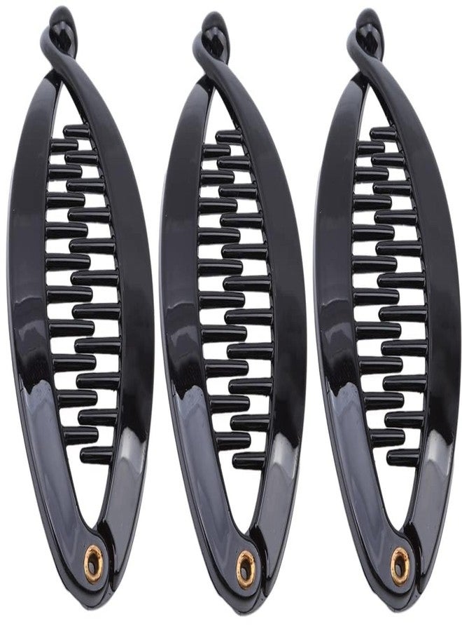 Evrysdi Women Hair Clips Hairpins Hair Claws Fish Clip Barrettes Hairpins Hair Accessories Fish Tail Ponytail Holder Banana Clips Black 3 PCS - Image 1