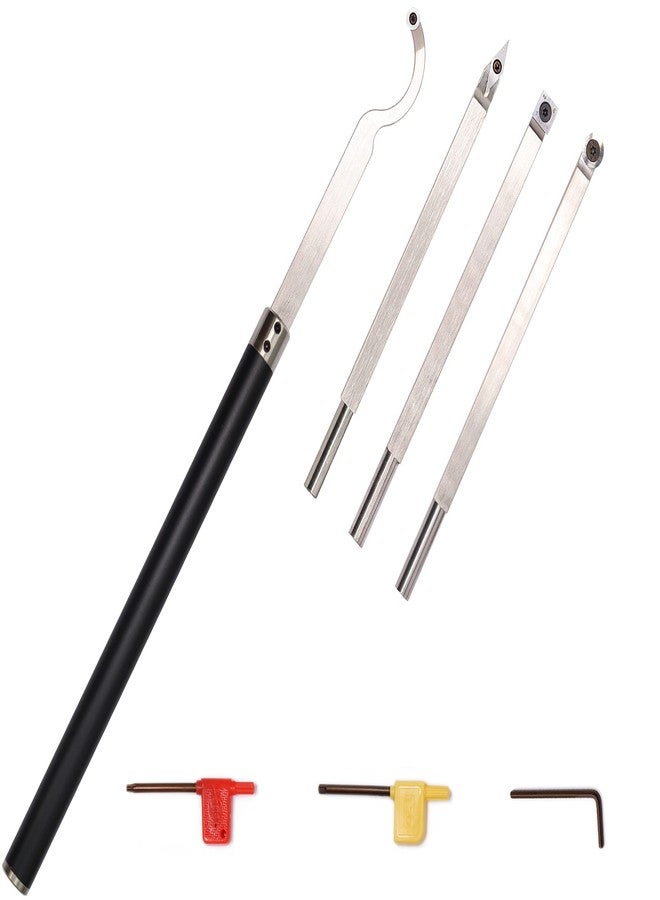 Asieg Tool Carbide Tipped Wood Turning tools set Lathe Rougher Finisher Detailer Swan Neck Hollower Tools and Interchangeable Aluminum Alloy Grip Handle with Diamond Round Square Carbide Inserts AT04 - Image 1