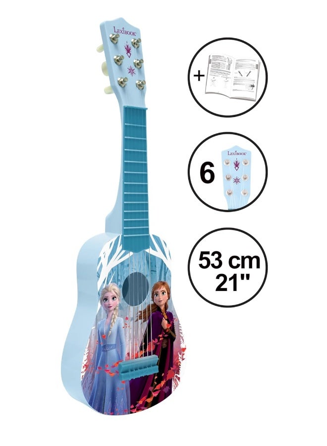 Lexibook Disney Frozen My First Guitar for Kids – 21 Inch Children’s Guitar with 6 Nylon Strings, Elsa & Anna Theme Beginner Musical Instrument, Learning Guitar with Playing Guide, Blue - Image 2