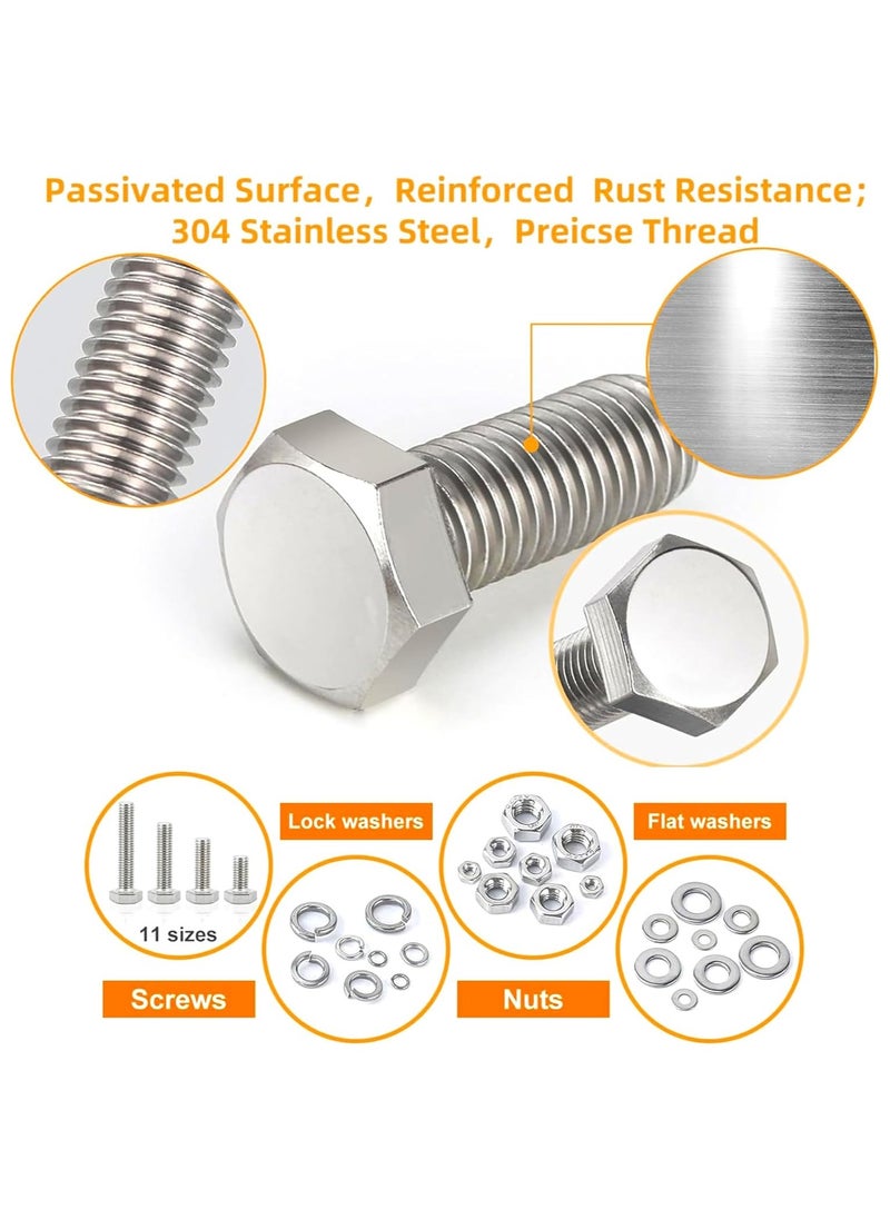 Duravel Duravel Nuts and Bolts Set 15 pcs - Stainless Steel A2 Bolt, Nuts, Plain washer, spring washer combo- Heavy Duty Bolts and Nuts (25 MM Length, 6 MM)  - Image 5