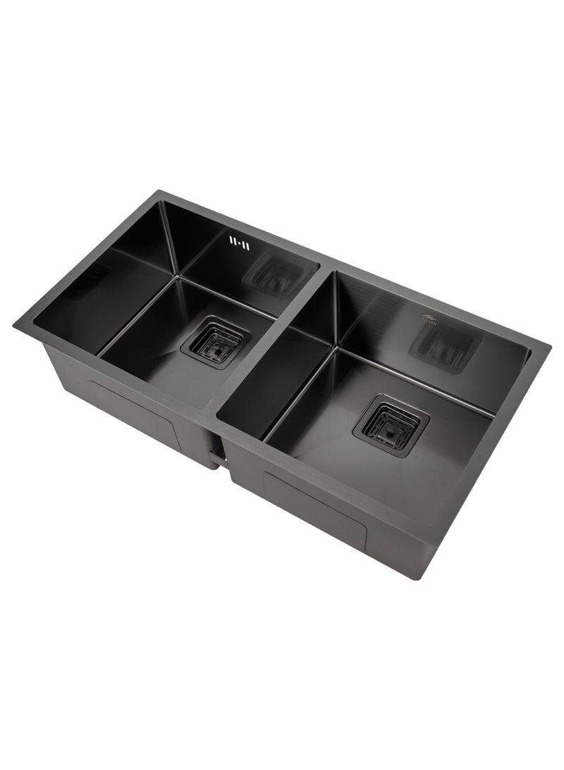 MILLEN Premium Handmade Undermount Double Bowl Sink  – SUS 304 Stainless Steel, Soundproof, Gunmetal Satin Finish - MSDB864422GM - Image 2