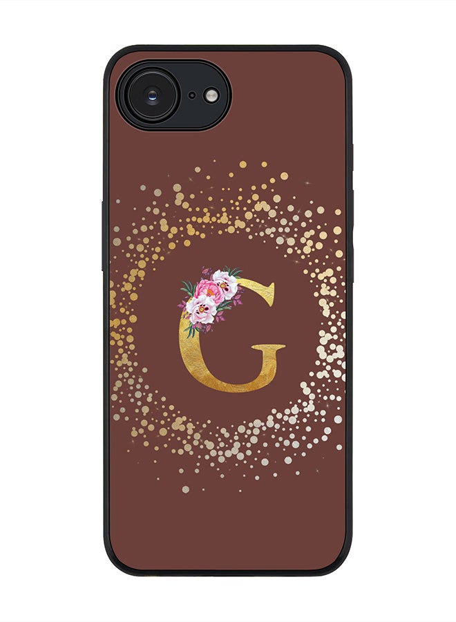 Stylizedd For Apple iPhone 16e Case,Slim fit Camera Protection, Shockproof Thin Phone cover  - Custom Monogram Floral - G  (Brown ) - Image 1
