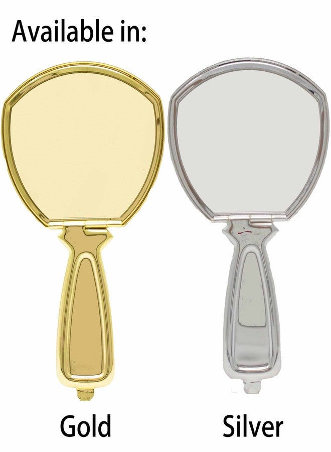 Stephanie Imports Set of 3 Handheld Magnifying Compact Mirrors with Reflective Metal Finish (Silver) - Image 5
