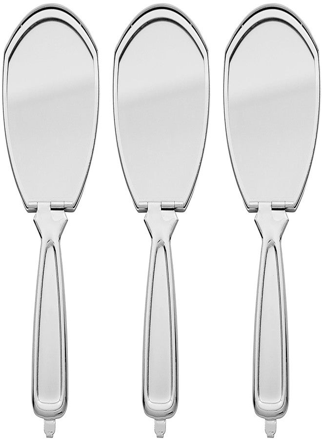 Stephanie Imports Set of 3 Handheld Magnifying Compact Mirrors with Reflective Metal Finish (Silver) - Image 1