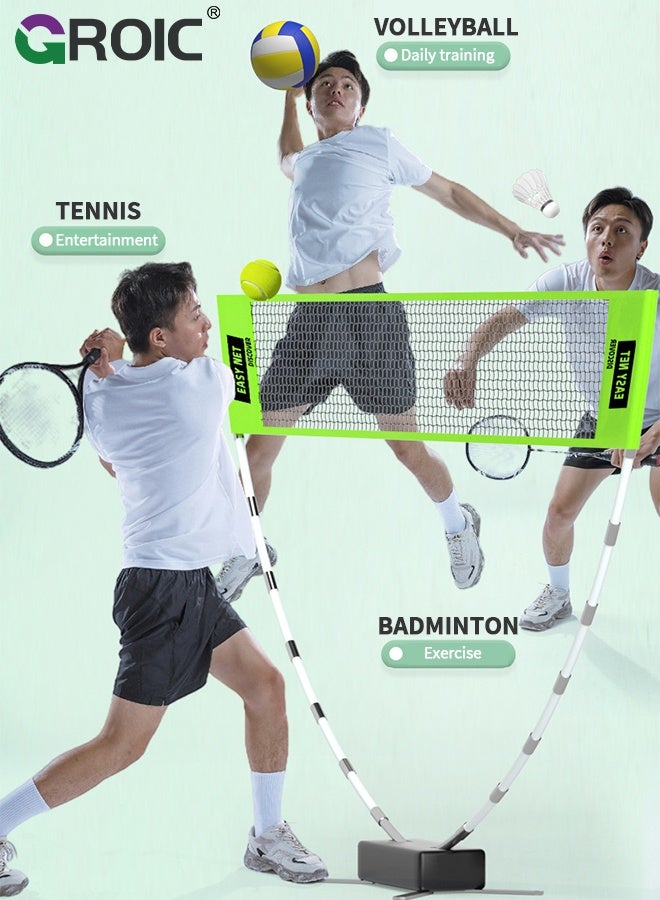 GROIC Portable Badminton Net - Backyard Outdoor Badminton Net, Sturdy Weatherproof Portable Equipment Outdoor Games Accessories for Beach Garden Yard School - Green - Image 5