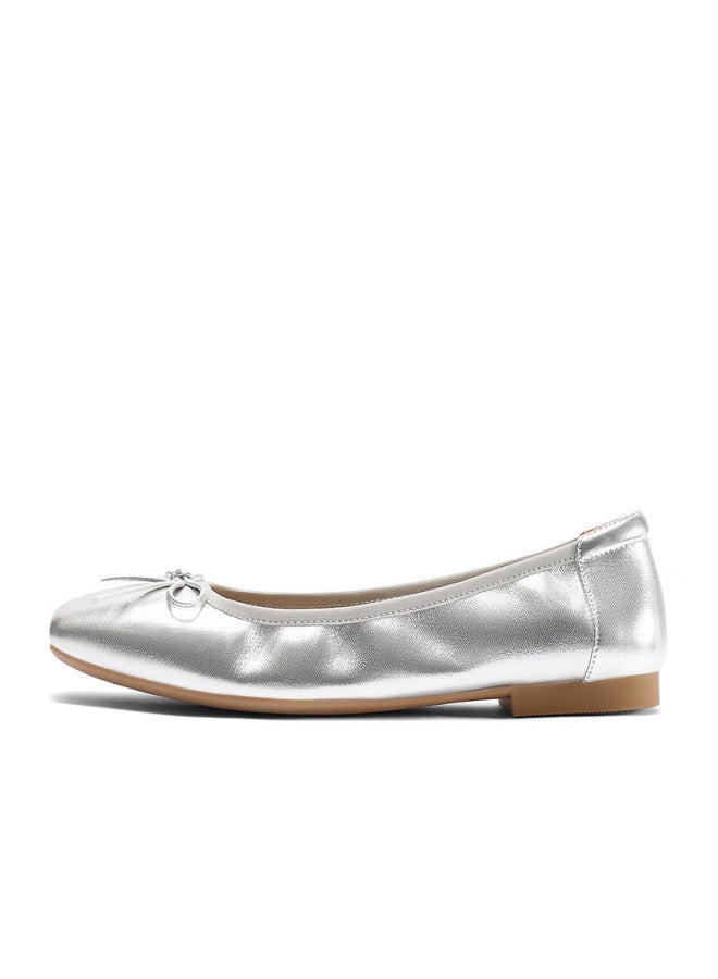 Senda a Grandma Shoes Women Autumn Mall Same Style Flat Shallow Single Shoes Silver 35 - Image 1