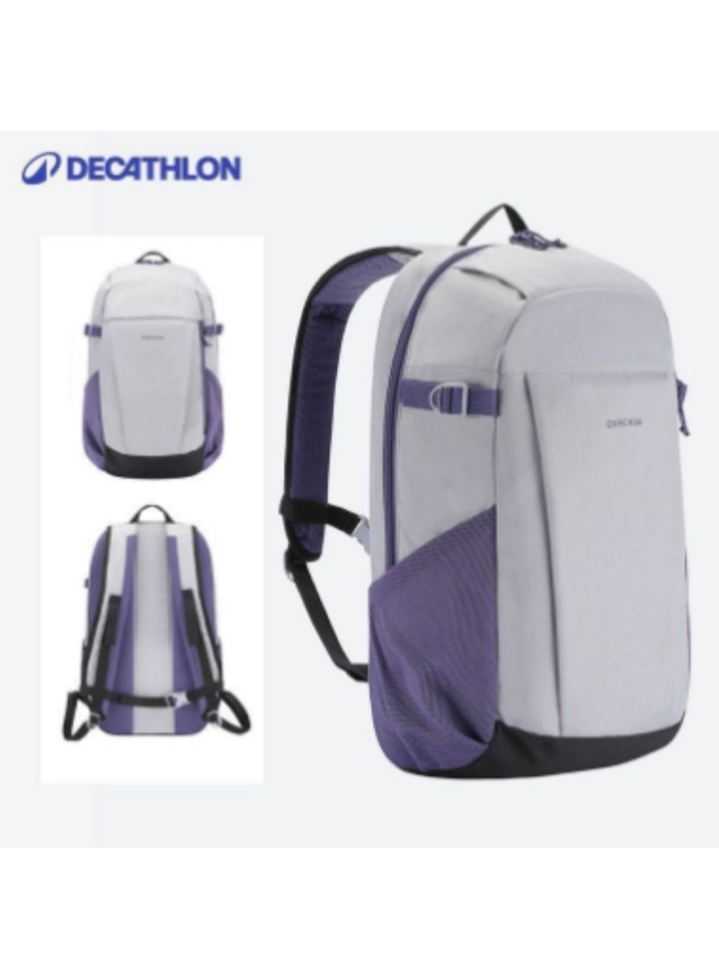 Decathlon Light Gray and Purple Sports Backpack