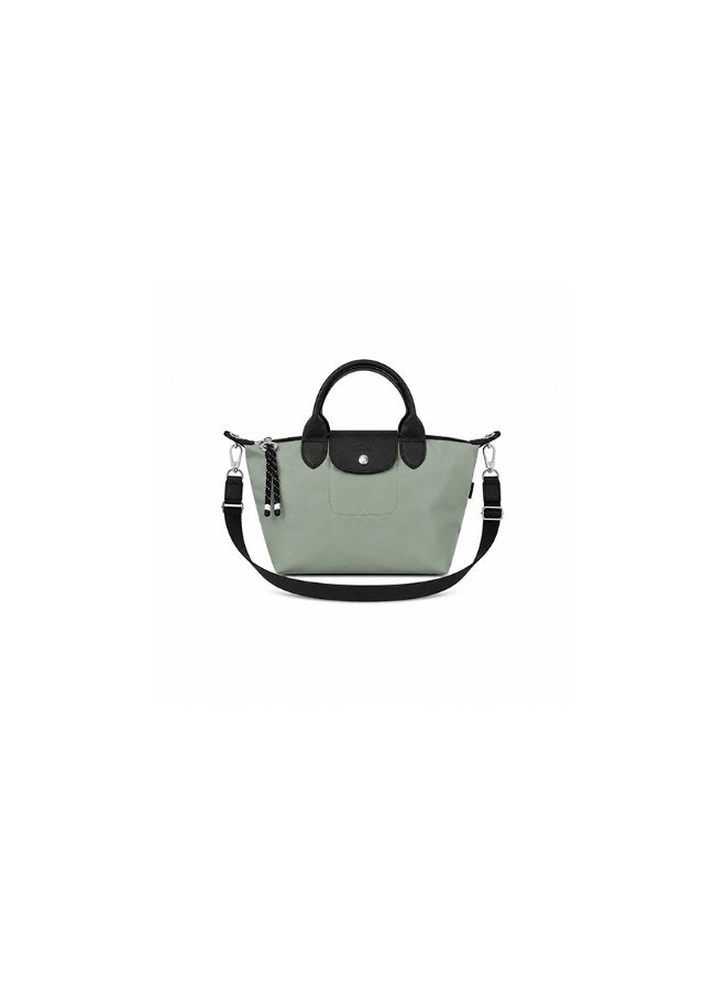 Energy Series Sage Green Mini Tote Bag with Black Trim, Crossbody Strap & Dual Closure - Image 1