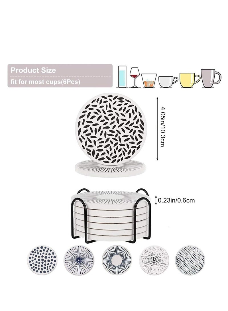 Loquat Drink Coasters Set of 6 with Holder Drink Mats Ceramic Stone Coasters Cup Coasters for Kinds of Cups - Image 2