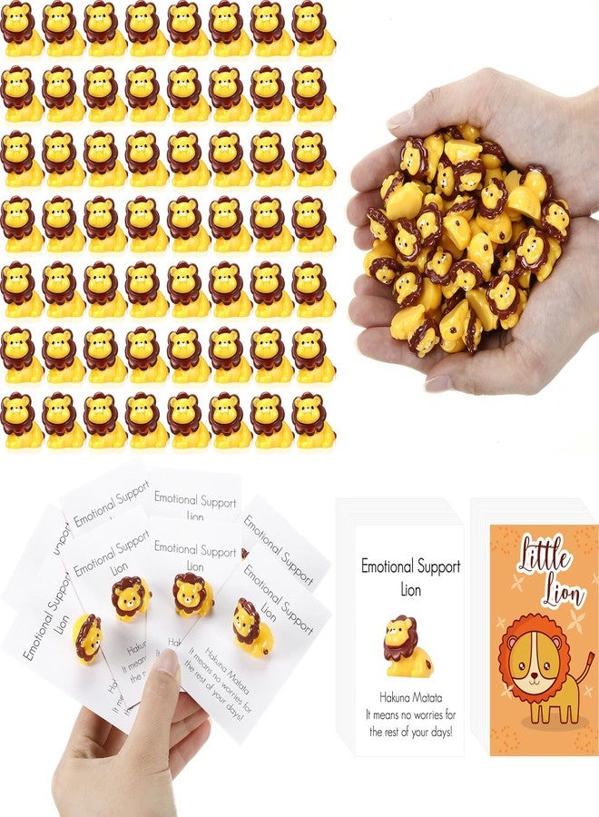 Threehoney 50 Sets Mini Lion Gifts Bulk Lion Resin Figurines with Inspirational Pocket Card Appreciation Gifts for Back to School Team Staff Friend Birthday Party - Image 1