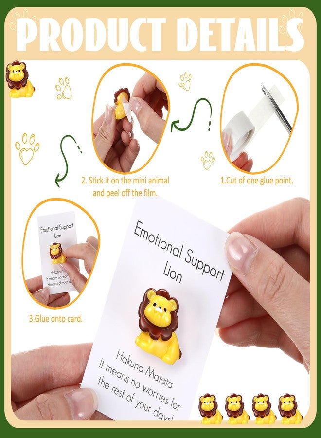 Threehoney 50 Sets Mini Lion Gifts Bulk Lion Resin Figurines with Inspirational Pocket Card Appreciation Gifts for Back to School Team Staff Friend Birthday Party - Image 3