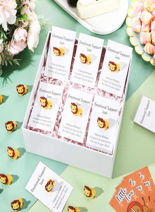 Threehoney 50 Sets Mini Lion Gifts Bulk Lion Resin Figurines with Inspirational Pocket Card Appreciation Gifts for Back to School Team Staff Friend Birthday Party - Image 2