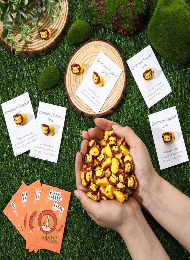 Threehoney 50 Sets Mini Lion Gifts Bulk Lion Resin Figurines with Inspirational Pocket Card Appreciation Gifts for Back to School Team Staff Friend Birthday Party - Image 4