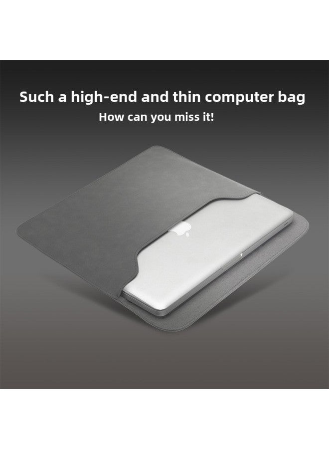 Suitable For Ipad Inner Bag For Apple Notebook Leather Case AIR13 Computer Bag Pro16 Inch Protective Case 15 Ultra-thin-Color:Horizontal [inner Bag + Power Bag] @ Gray-Applicable Model:13 Inch - Image 3