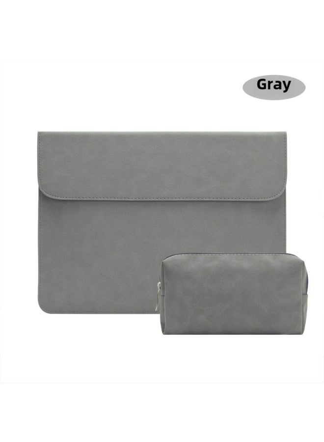 Suitable For Ipad Inner Bag For Apple Notebook Leather Case AIR13 Computer Bag Pro16 Inch Protective Case 15 Ultra-thin-Color:Horizontal [inner Bag + Power Bag] @ Gray-Applicable Model:13 Inch - Image 1