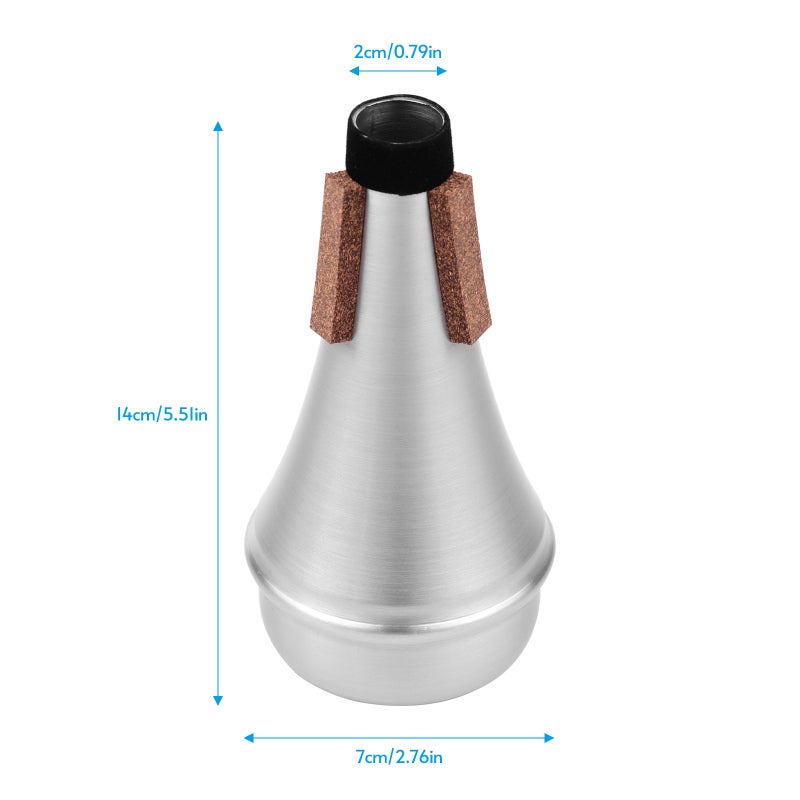 Trumpet Straight Mute: Silver Aluminum Alloy - Universal Fit For All Trumpets, Soft Wood Inlet, Lightweight For Beginner Home Practice - Image 3