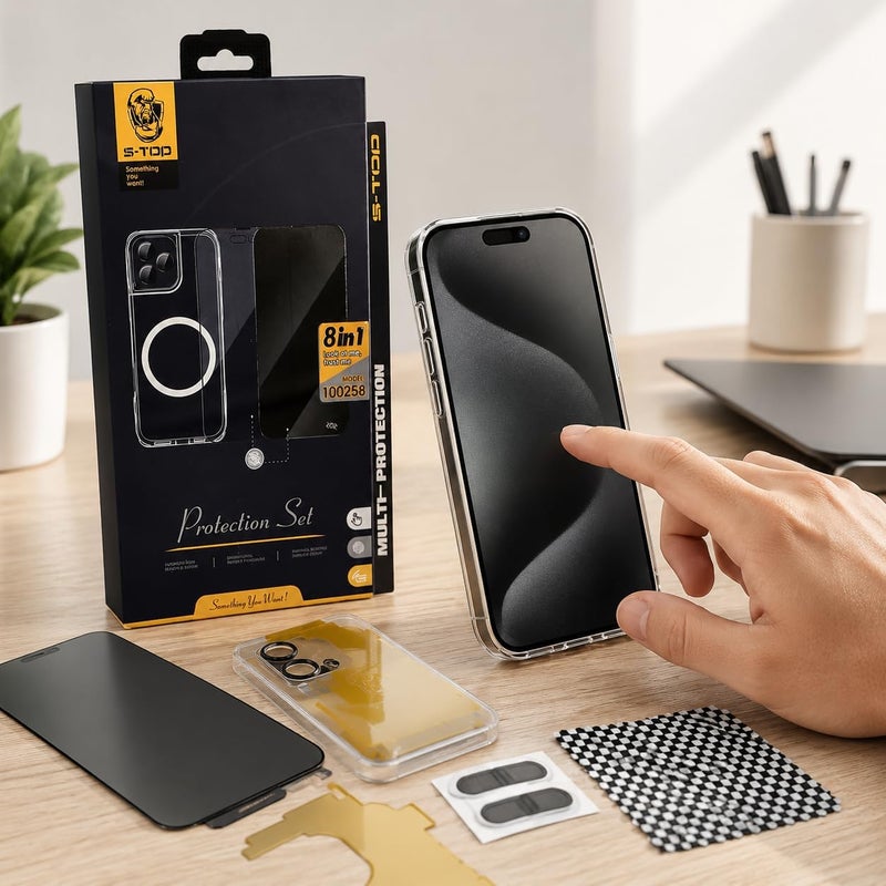 S-TOP 8 in 1 Full Protection Bundle for iPhone 15 Pro Max Includes Case, iPhone 15 Pro Max Cover, Camera Protector, PUBG Finger Cloth, Anti-Fingerprint, and More (iPhone 15 Pro Max) Tiered cost purchase alternatives - Image 3